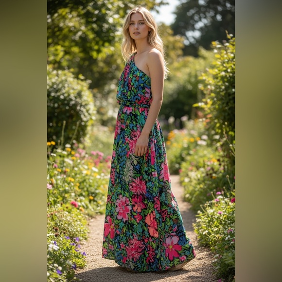 Lilly Pulitzer Dresses & Skirts - Lilly Pulitzer Niki One-Shoulder Maxi Dress Size S, NWT in Multi Festive Fantasy